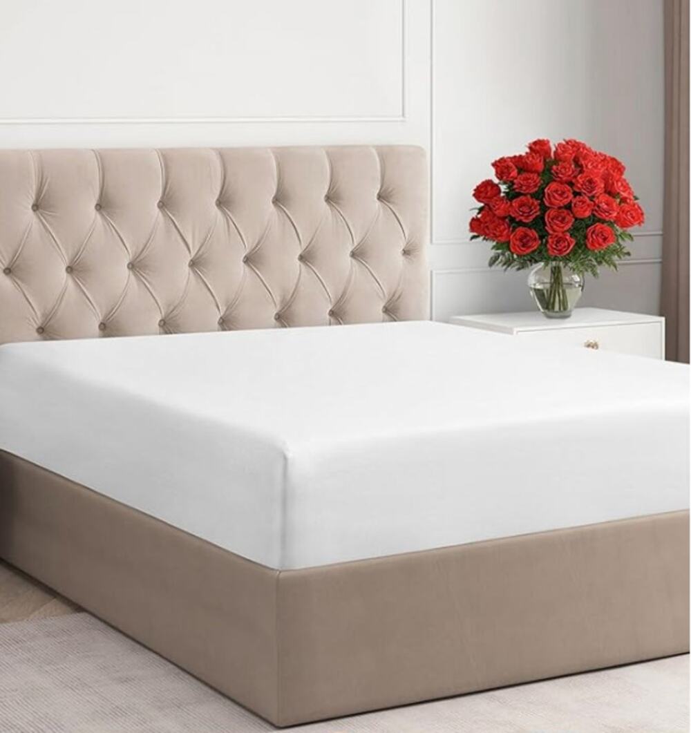 Queen Fitted Bed Sheet, Bottom Single Fitted Sheet Only, Deep Pockets- White